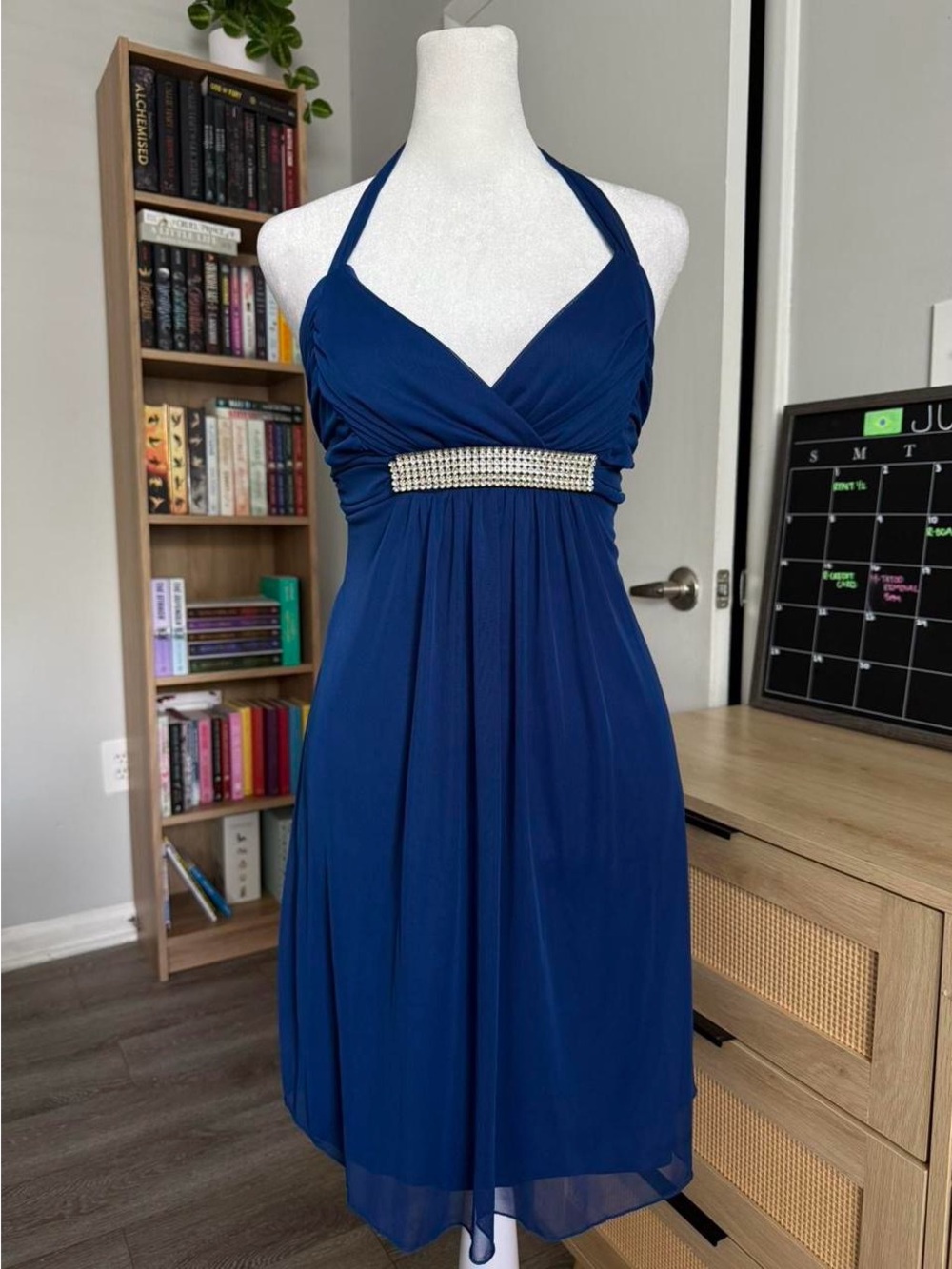 royal blue y2k b darlin halter mini dress